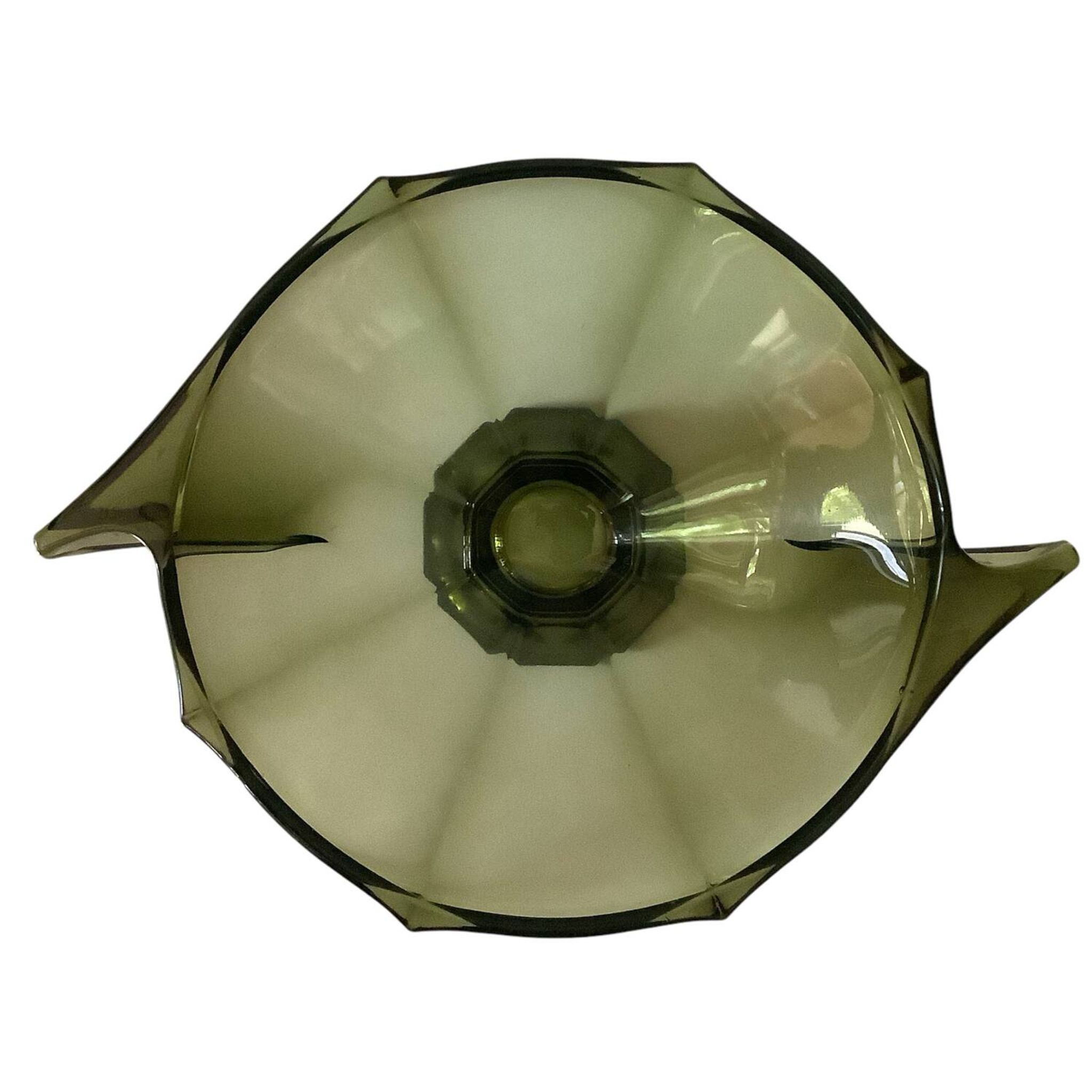 Coupe vintage en verre vert olive de style Art Déco