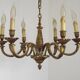 French Art Nouveau Bronze 6 Light Chandelier with Scroll Arms and Leaf Details 5583