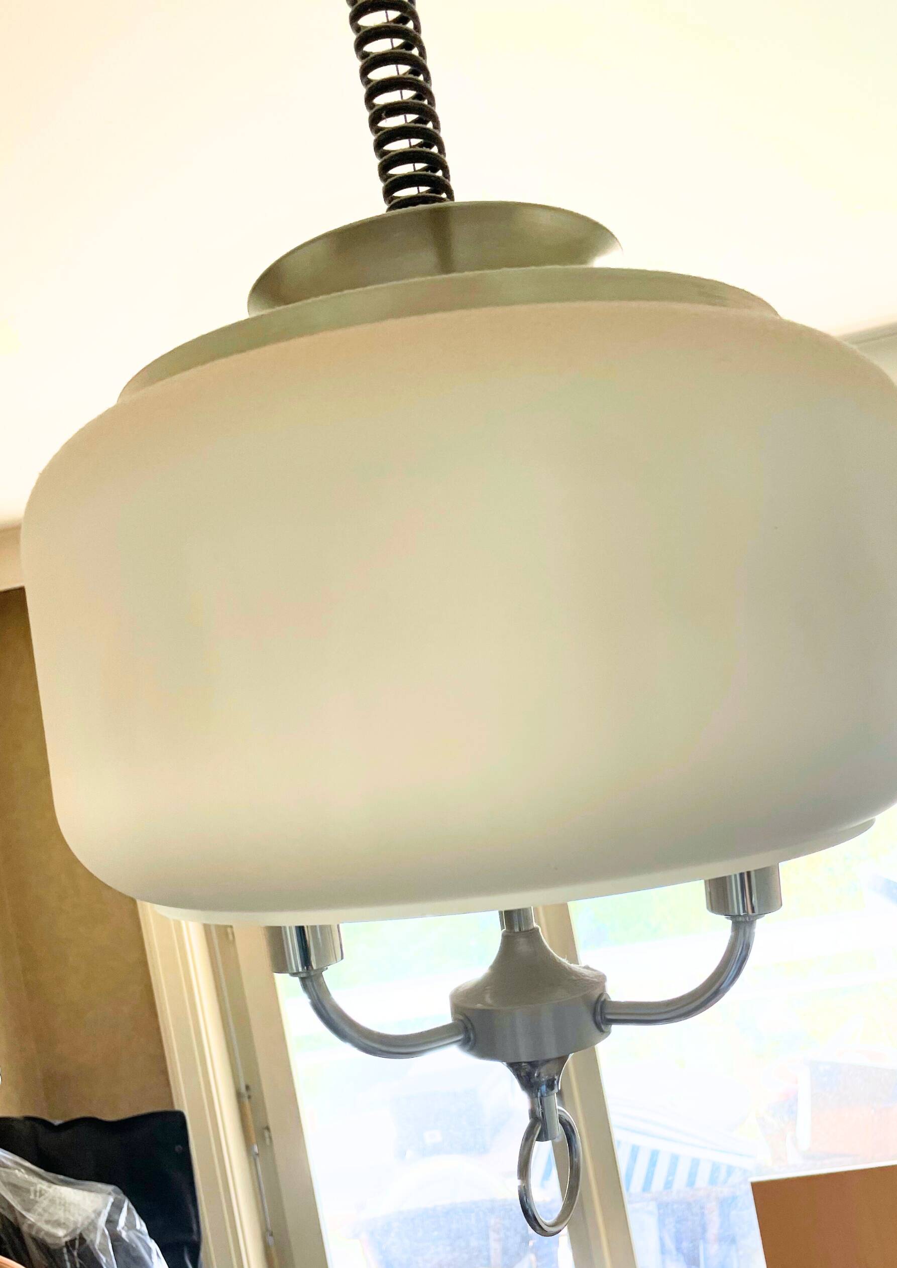 Adjustable suspension, metal and glass, circa 1960