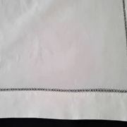 White linen tablecloth with embroidery and openwork, 1.65 x 2.40 m