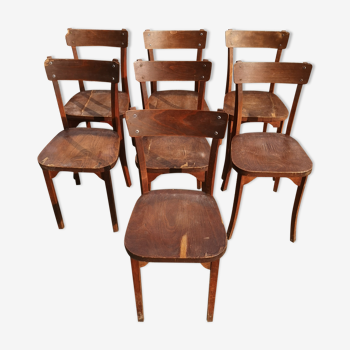 Lot de 7 chaises de bistrot années 60