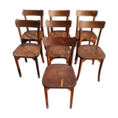 Lot de 7 chaises de bistrot années 60