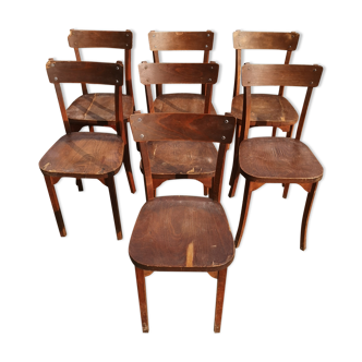 Lot de 7 chaises de bistrot années 60