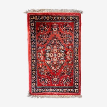 Vintage carpet German Sarouk, 42cm x 64cm, 1970s