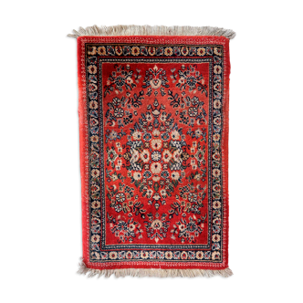 Vintage carpet German Sarouk, 42cm x 64cm, 1970s