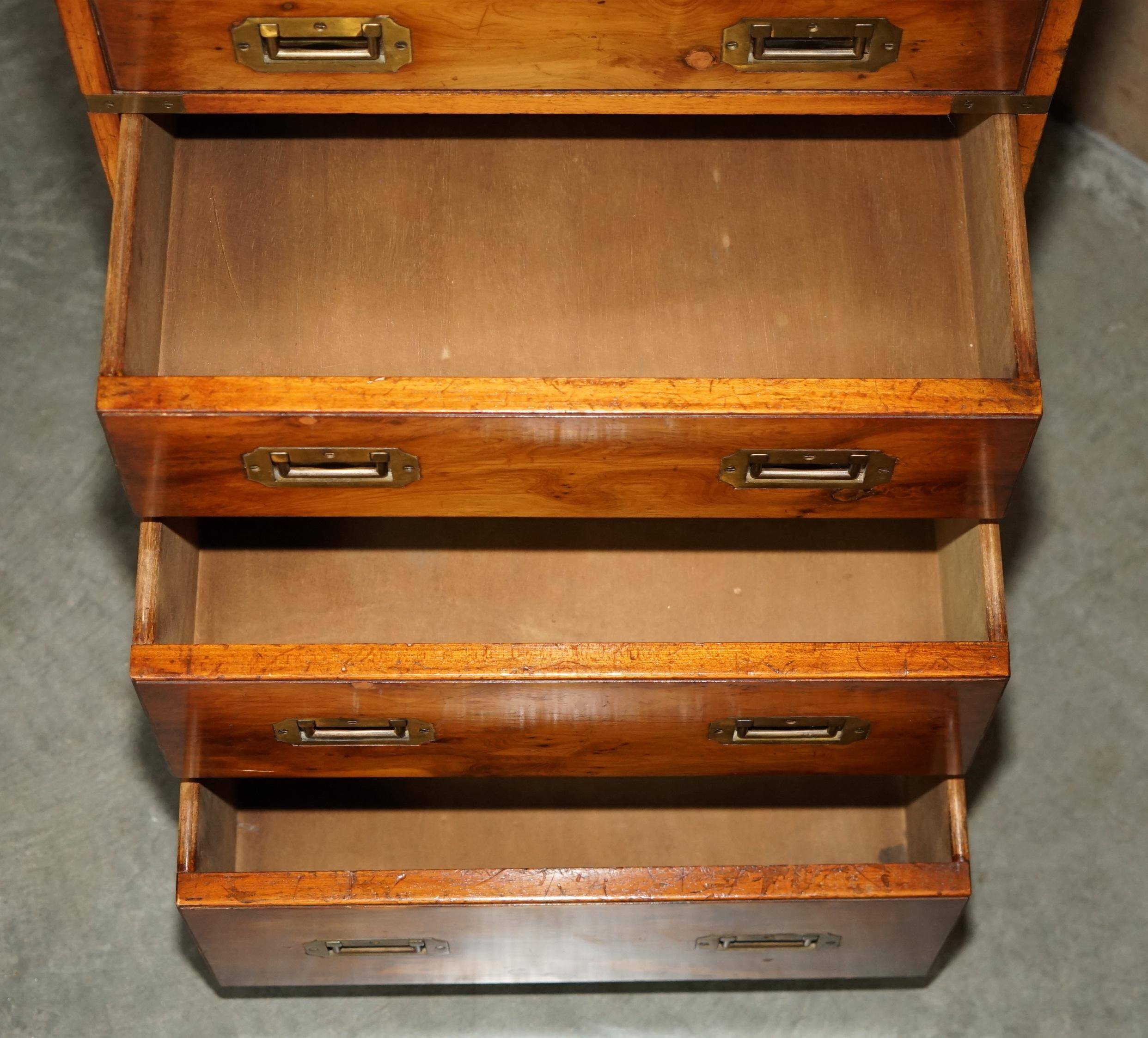 Military desk Harrods in Burr Yew wood with leather, country style.
