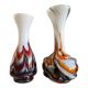 Lot de deux vases Murano vintage en verre soufflé