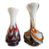 Lot de deux vases Murano vintage en verre soufflé
