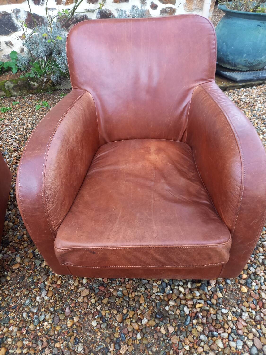 Pair of leather club chairs
