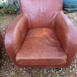 Pair of leather club chairs