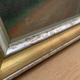 Vintage danish oil on canvas “sunset”, signed by a.takmar 1880-1960