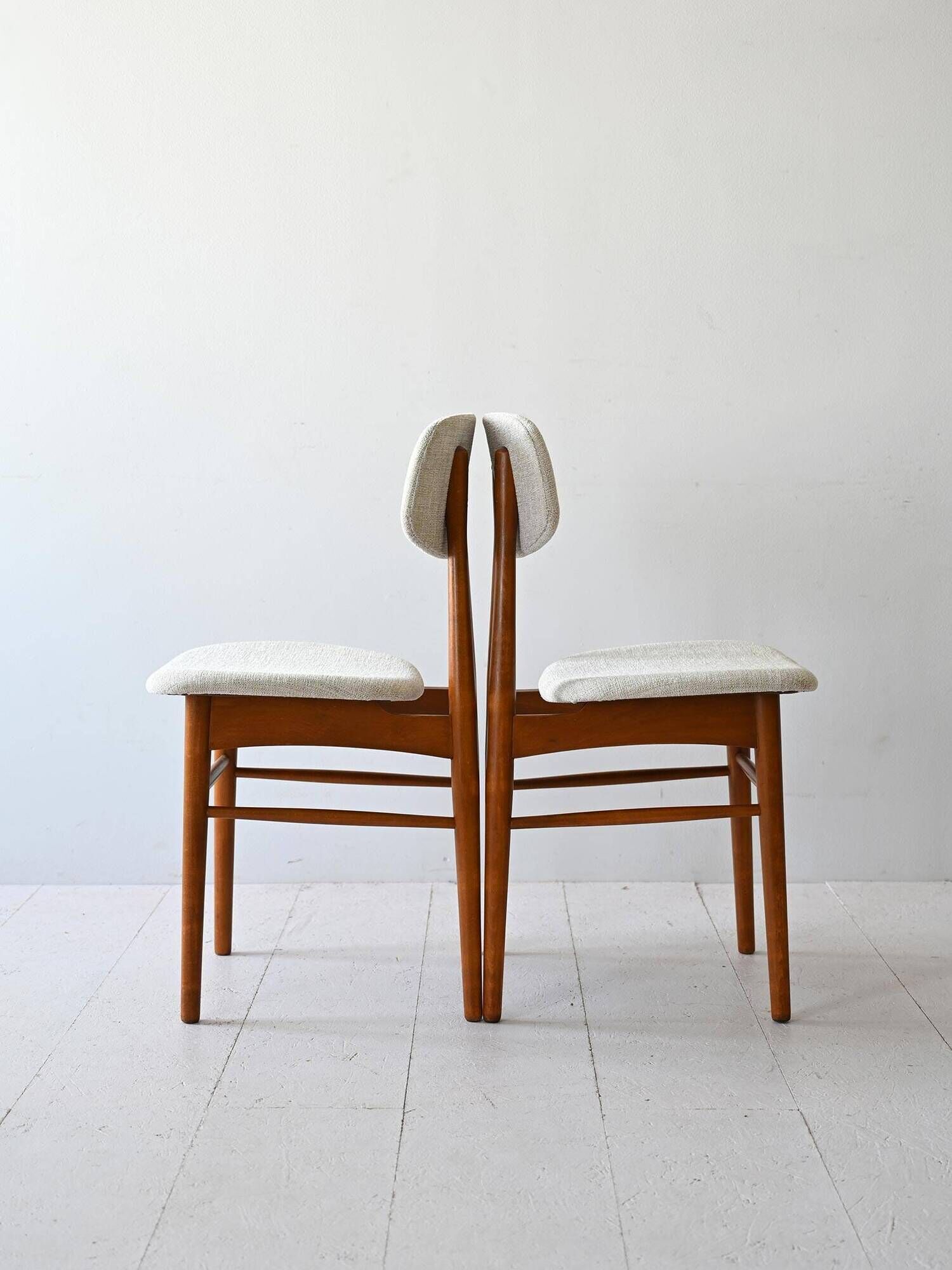 Pair of Scandinavian chairs in wood and fabric