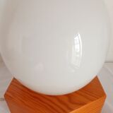 Bedside lamp in wood and opaline