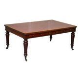 Rare double-sided desk in hardwood by Holland and Sons, Victorian era.