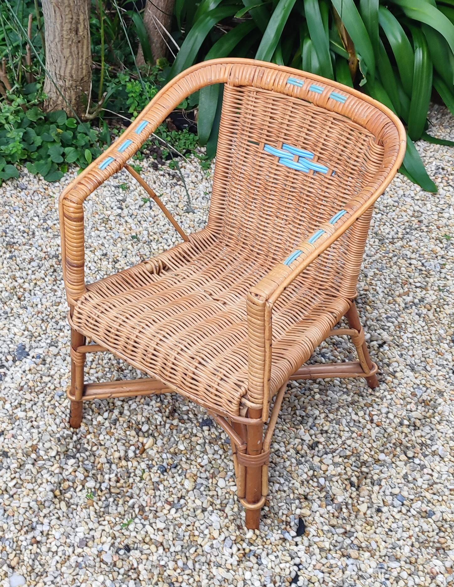 Small vintage rattan armchair/chair for children