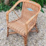 Small vintage rattan armchair/chair for children