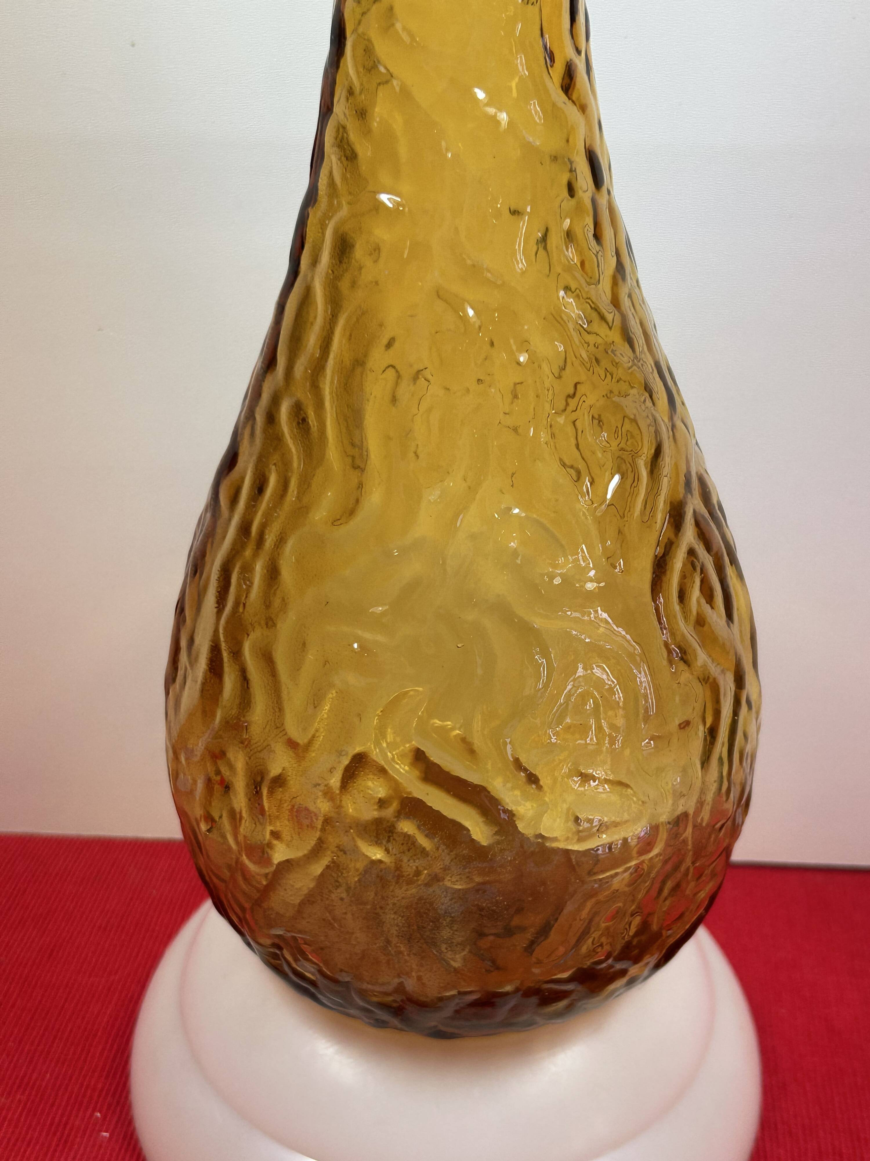 Large cathedral glass bottle circa 1970, probably Italy? 56 cm