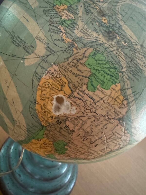 Mappemonde vintage en verre et métal pour Perrina, circa 1960