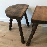 Paire de tabouret de traite en bois