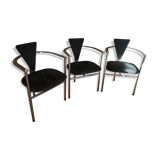 Set of 3 vintage belgo Chrome tripod chairs