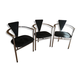 Lot de 3 chaises trépied vintage