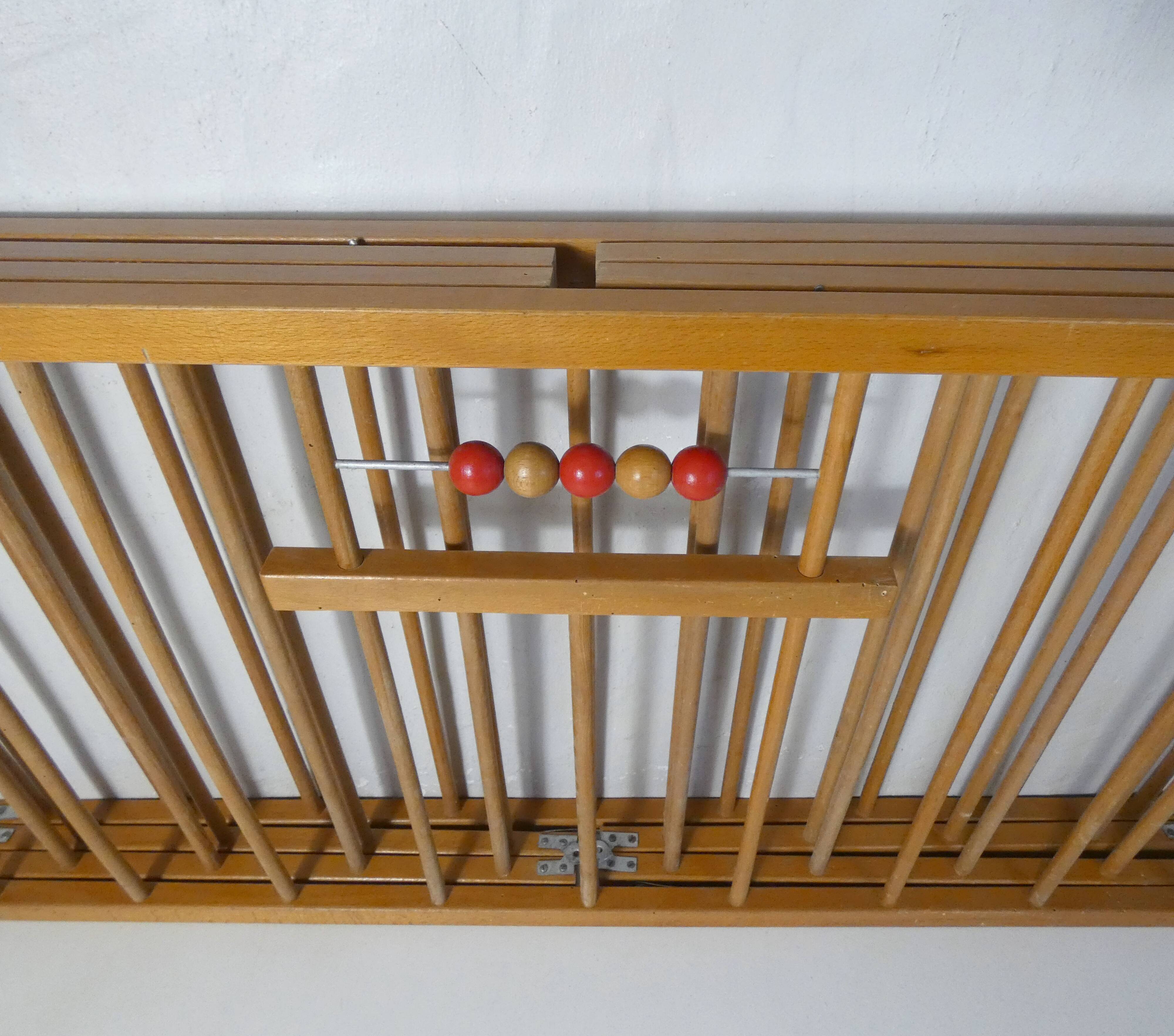 old folding wooden baby playpen abacus