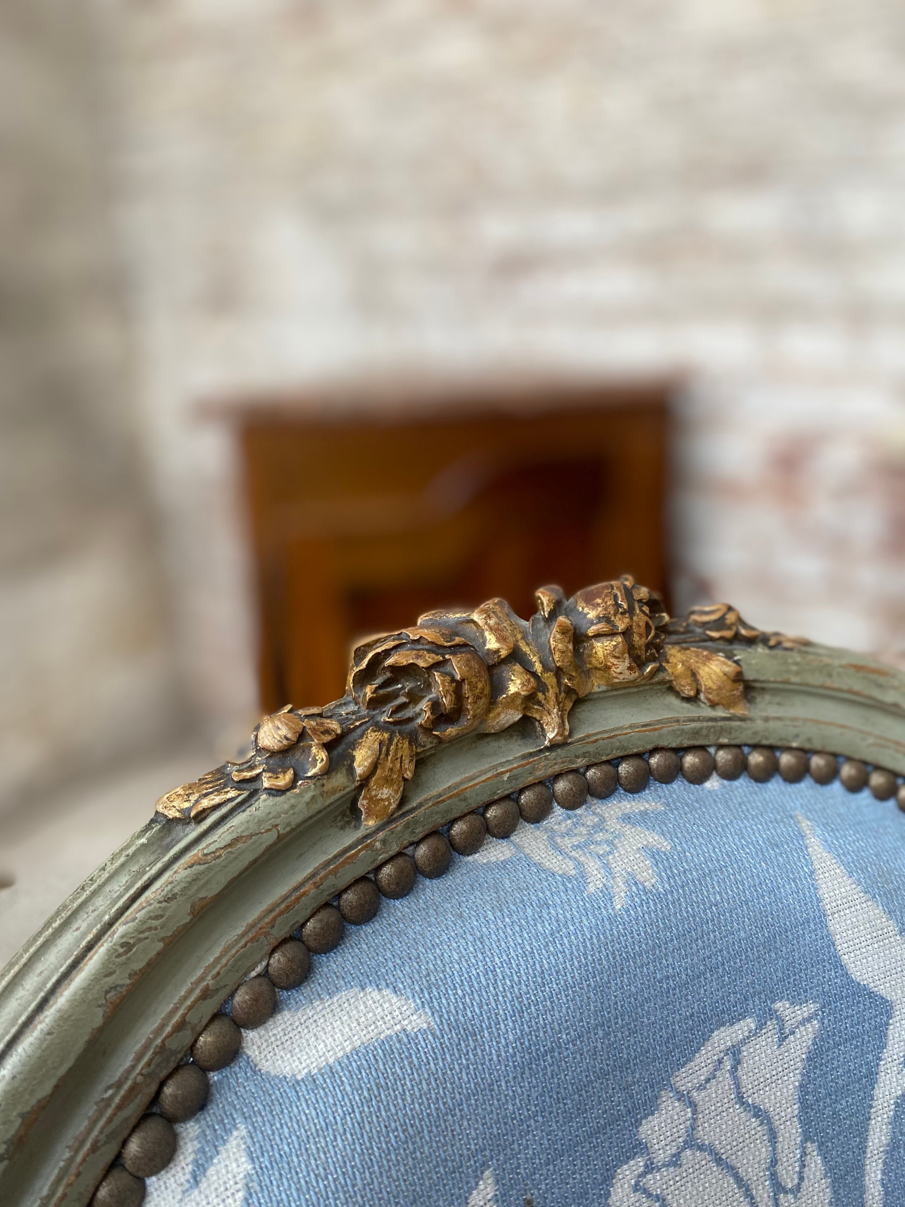 Pair of armchairs medallion in lacquered wood style louis xvi xix eme century