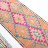 2x12 Rug For Kitchen Orange Herki Vintage Runner Rug, 73x369Cm