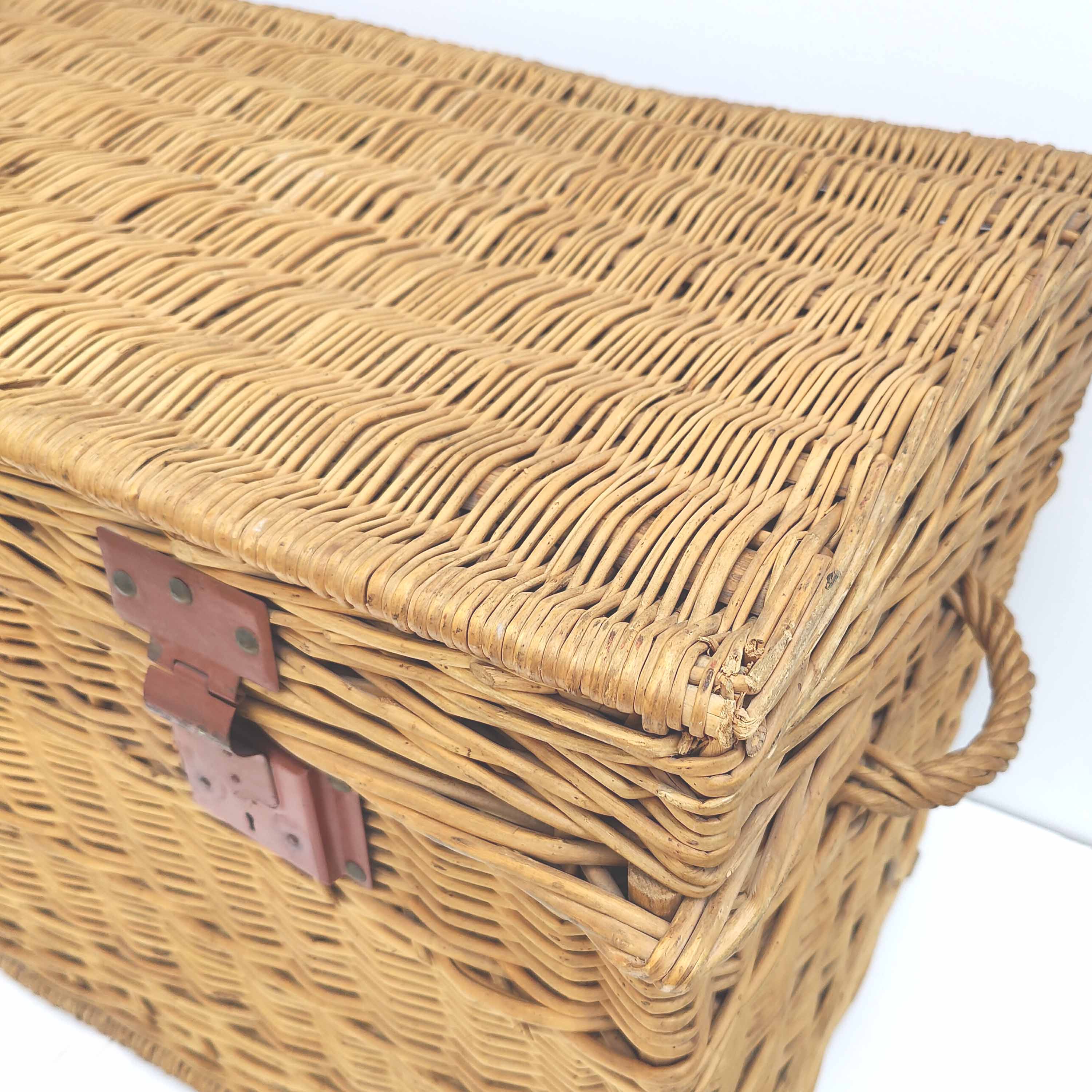 Vintage braided wicker trunk