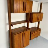 Antique modular shelf in solid French elm from the 60s, vintage