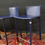 Paire de tabourets de bar en cuir
