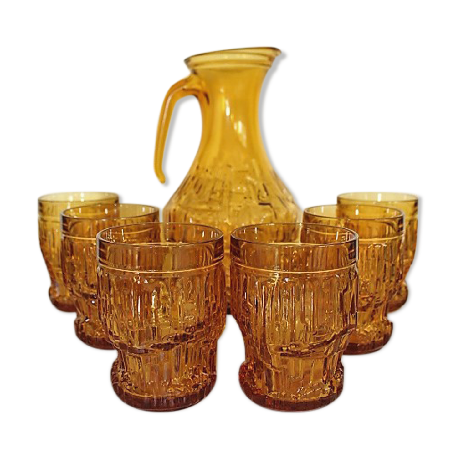 Service amber glasses and Bormioli decanter