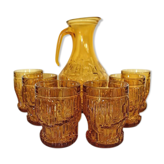 Service amber glasses and Bormioli decanter