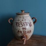 Vinaigrier pot alcohol jar signed Jean-Pierre Prud’homme stoneware from Puisaye