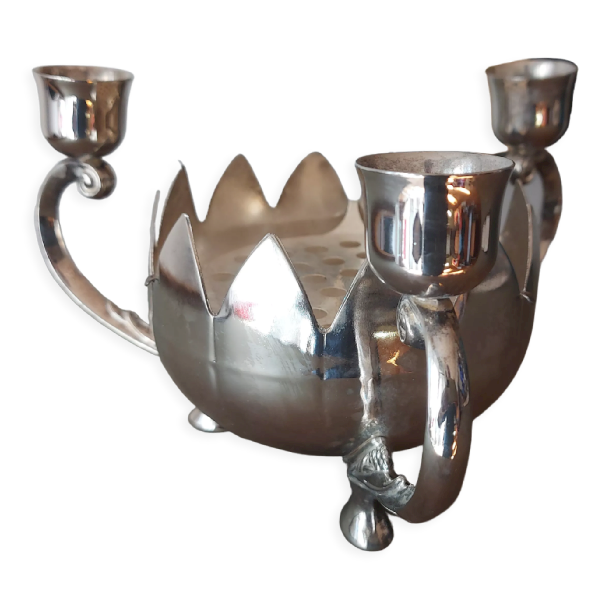 Candle holder, silver metal table cdown