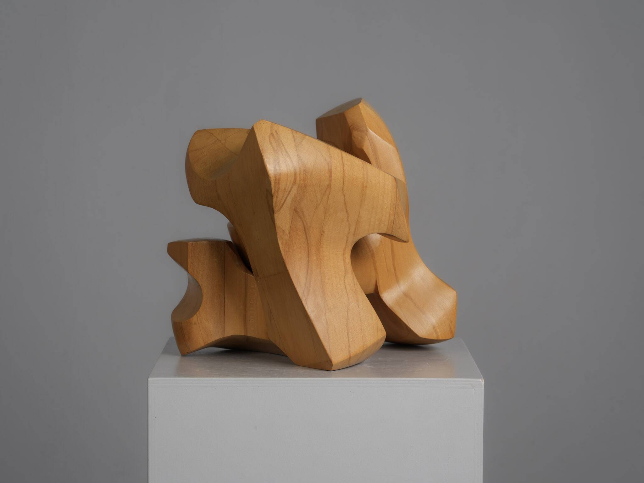 Interlocking abstract wood sculpture by Joop van Bergen, Netherlands, 1980s