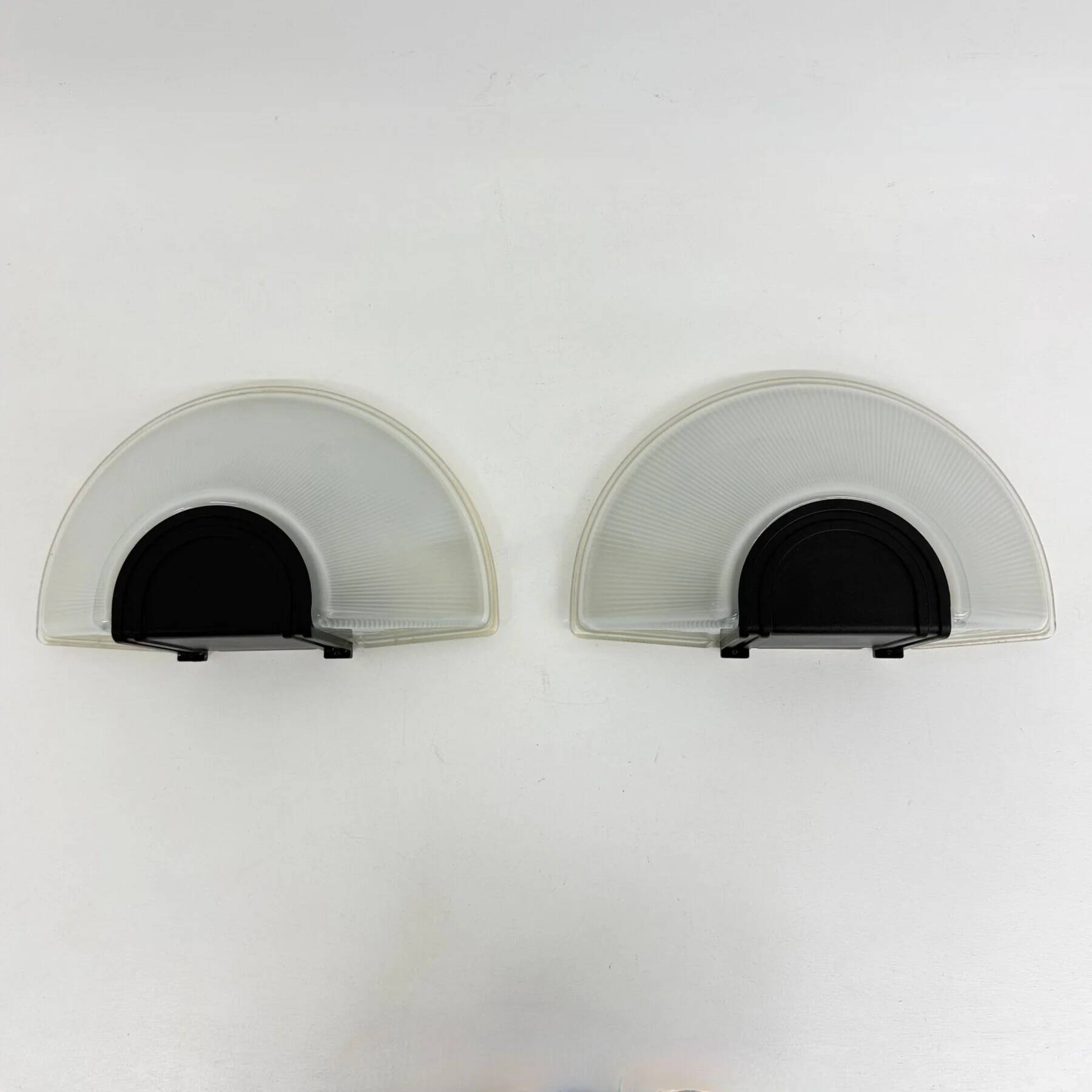 Set of 2 glass Prisma wall lamps MEGA, 1980s, Italy
