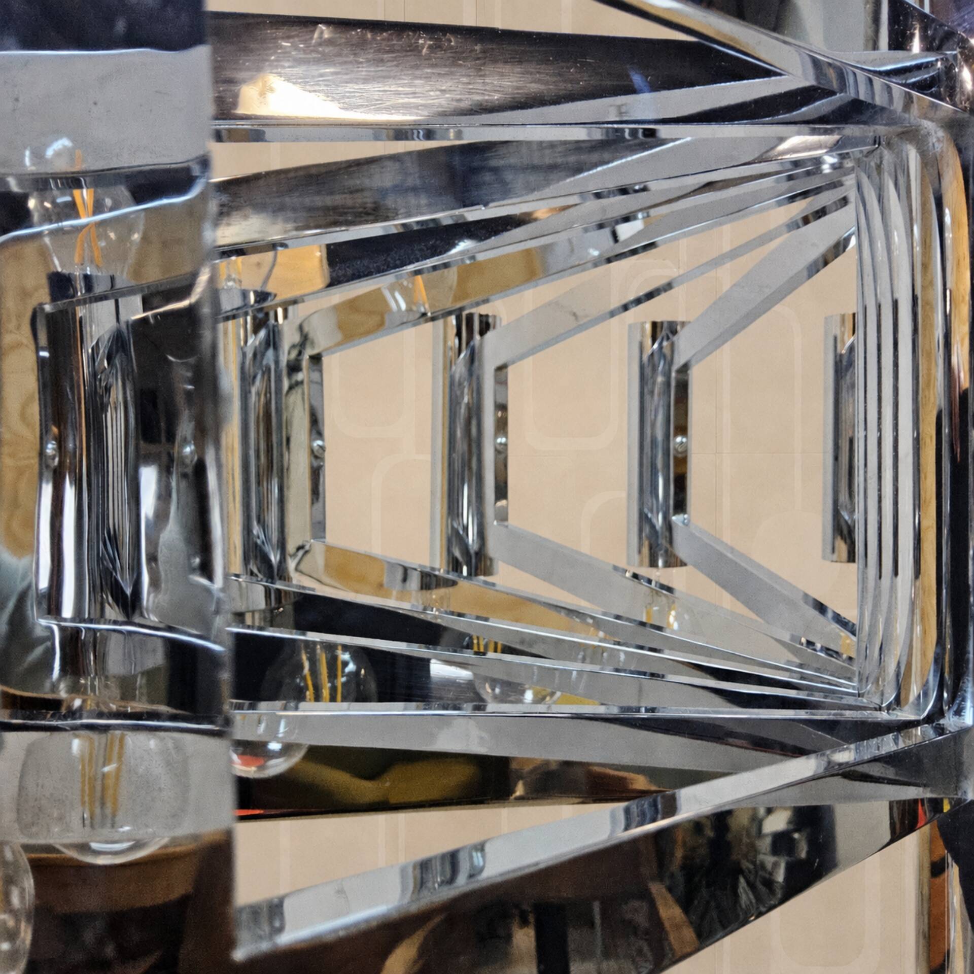 Vintage large chrome Italian Space Age pendant lamp Sciolari