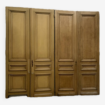 Pair of double passage doors in 19th century patinated solid fir