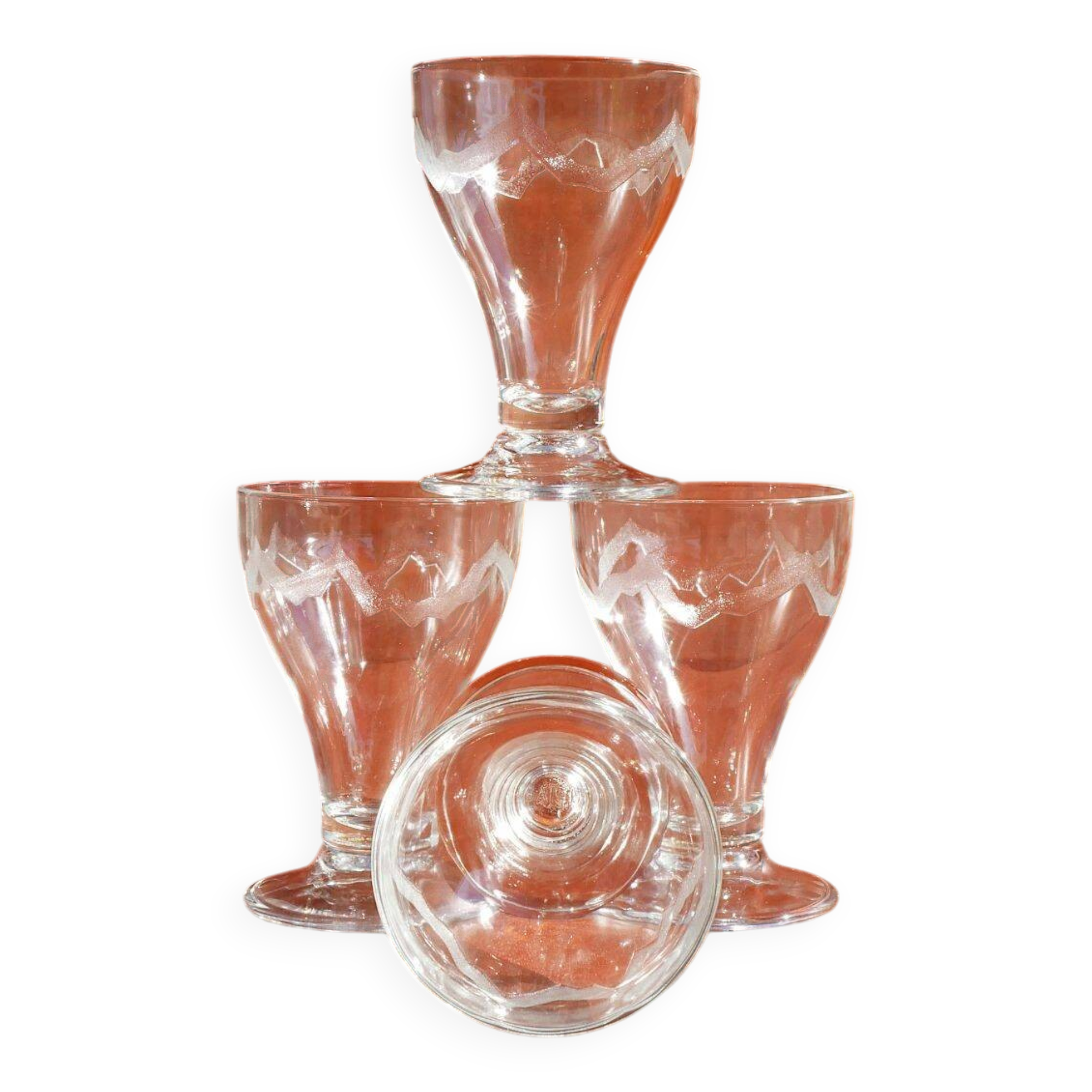 4 large water glasses or Evian ice cream cups