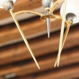 60s chandelier, brass and opaline
