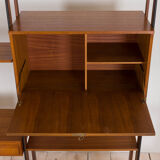 Italian teak wall unit with a desk and bar cabinet/secretarie, 1960s