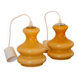 Pair of opaline pendants, Bubble, Beige, 1960