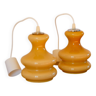 Pair of opaline pendants, Bubble, Beige, 1960