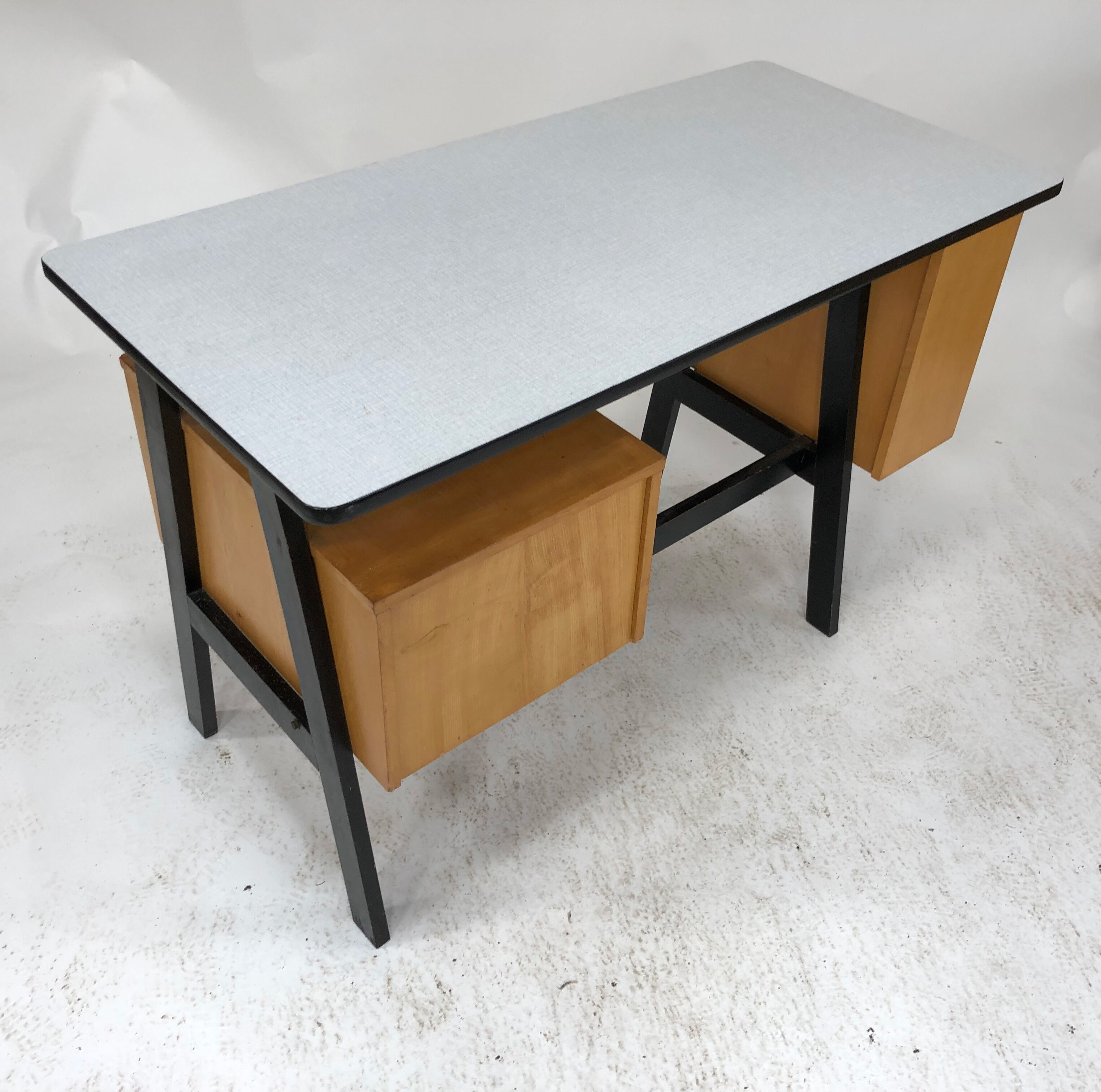 Vintage desk in birch veneer of years 60