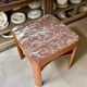 Square side table in wood and red marble 60 x 60 cm