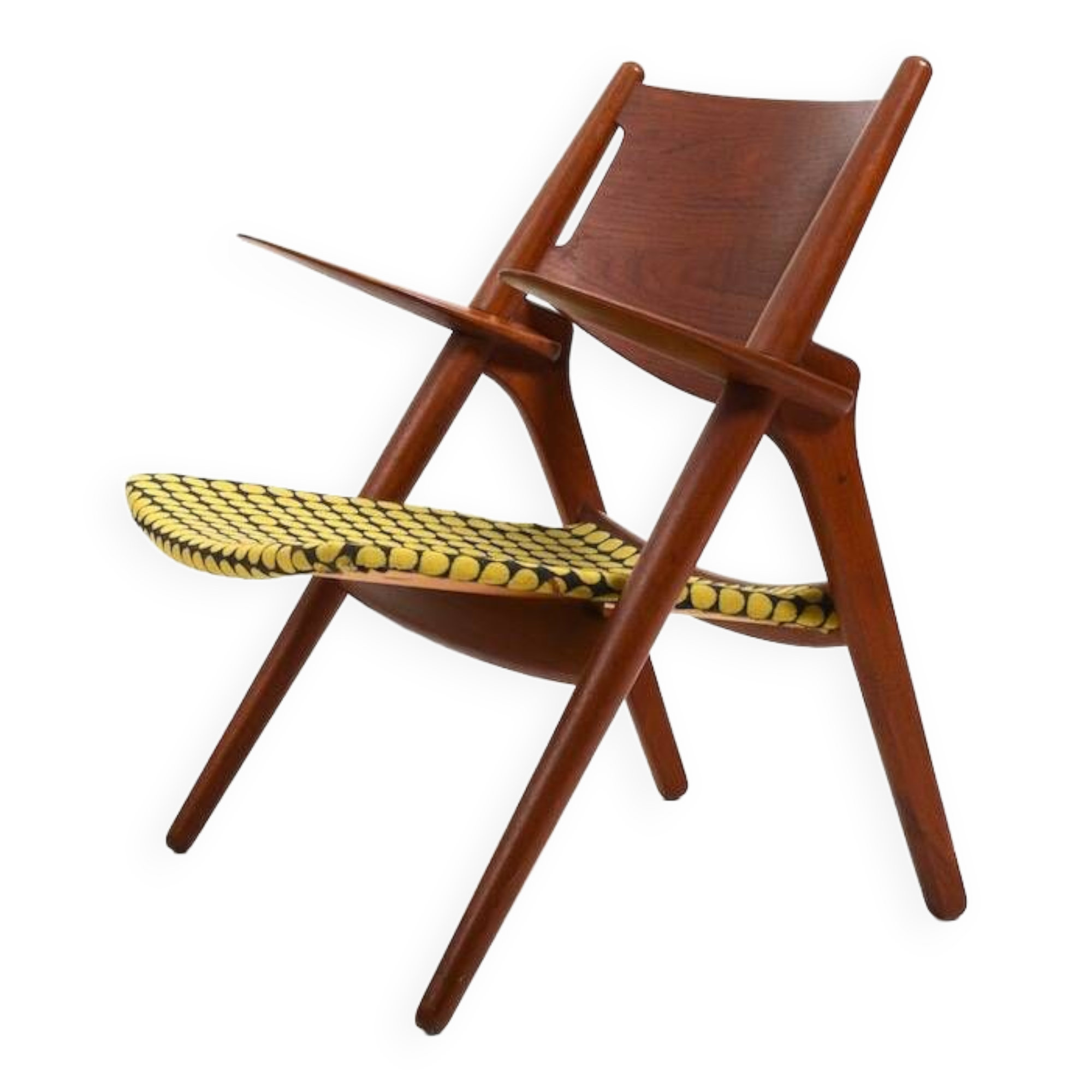 CH-28 Teak and Unika Vaev Easychair by Hans J. Wegner 1960s