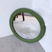 Woven wicker round mirror 1960