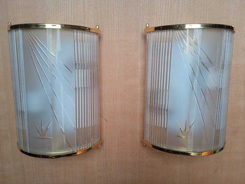 Pair of vintage Hollywood Regency wall lights, 1980s