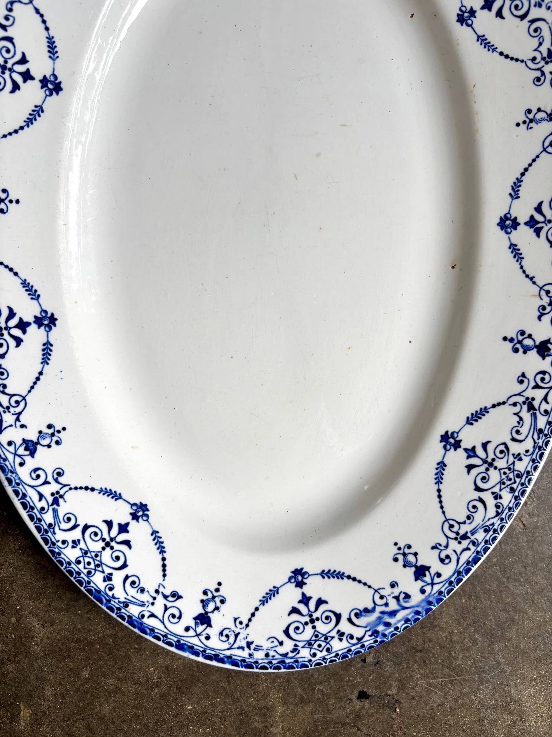 HB&Cie oval dish in blue ironstone, "Balzac" service